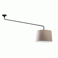 ROSSINI ILLUMINAZIONE Plafonnier Vivien Noir Avec Abat-Jour Conique Ivoire E27 Ip20 48Cm - Design Moderne En Métal Et Tissu Pour Intérieur - Groupe