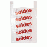 Sac soldes à bretelles PEBD 50µ 55x88+10cm - par 50 - conforme à la nouvelle réglementation des sacs plastique