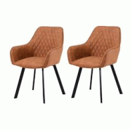 SalesFever Ensemble de 2 chaises rembourrées avec accoudoirs|Housse en microfibre|Cadre métal|Matelassage losanges dans la zone arrière|marron clai SalesFever Ensemble de 2 chaises rembourrées avec accoudoirs|Housse en microfibre|Cadre métal|Matelassage losanges dans la zone arrière|marron clai
