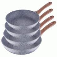 Set 4 pcs Jeu de Poêles (20/24/26/28cm) San Ignacio Granito couleur Gris - aluminium PK446