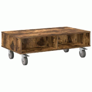 VidaXL Table d'appoint avec roues Chêne fumé 90 x 50 x 30 cm Modèle Flex Luna Élite - 891020