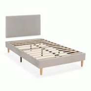 VS Venta-stock Sommier + tête de lit Bari 90x190 cm couleur Gris - gris polyester T25041