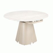 Angel Cerdá Table de salle à manger ronde extensible en marbre céramique et acier couleur sable 1195C2 Ø130 x 80 x 76 - marron porcelaine 84356310