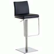 CLP Tabouret de bar Panama revêtement similicuir Noir /Acier inoxydable - noir polyester 1027401