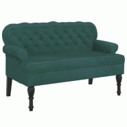Décoshop26 - Banc canapé avec dossier capitonné accoudoirs 119,5 x 64,5 x 75 cm en velours vert foncé DEC024661 - 3000254832775