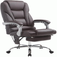 Décoshop26 - Fauteuil de bureau avec fonction massage repose-pieds en cuir synthétique marron foncé et métal 10_0006931 - marron métal 3000265840196