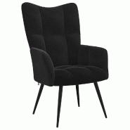 Décoshop26 - Fauteuil lounge chaise de canapé design moderne en velours noir coutures décoratives DEC026746 - noir 3000255987177