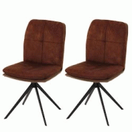 Décoshop26 - Lot de 2 chaises de salle à manger pivote à 180° cadre trépied en métal assise en tissu marron 04_0007399 - marron 3000262103720 Décoshop26 - Lot de 2 chaises de salle à manger pivote à 180° cadre trépied en métal assise en tissu marron 04_0007399 - marron 3000262103720