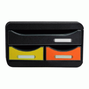 Exacompta - Réf. 311798D - SMALL-BOX Caisson 3 tiroirs - Dimensions exterieures : Prof. 34,7 x l 27,8 x H 13 cm - Arlequin - multicolore matière syn