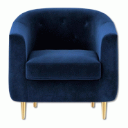 Fauteuil velour bleu Inconnue CHSHN75x85TissBleu