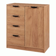 Helloshop26 - Commode meuble de rangement pratique entrée salon chambre MDF 90 x 80 x 40 cm effet chêne 03_0009319 - Bois manufacturé 3000224625956