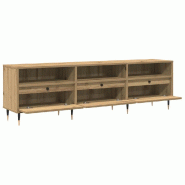 Helloshop26 - Meuble TV rectangulaire moderne avec 3 étagères et 3 portes 150 x 30 x 45 cm en bois d'ingénierie chêne artisanal 02_0052160 - Bois