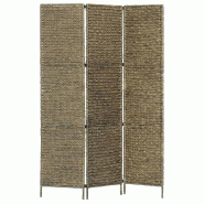 Helloshop26 - Paravent séparateur de pièce cloison de séparation décoration meuble 3 panneaux brun 116x160 cm jacinthe d'eau 0802074 - métal 3002