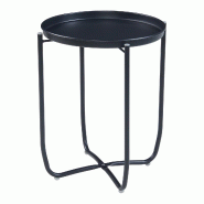 Helloshop26 - Table basse console d'appoint avec plateau amovible acier 53 x 40 cm noir 03_0010762 - 3000225394752