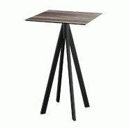 Infinity mange-debout avec piètement noir + plateau HPL Tropical Wood 70x70 cm