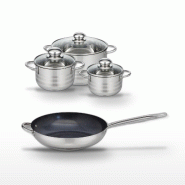Lot Poêle 32cm & Faitouts 14/16/20cm Elo Profi Therm Platinum - gris inox 3176239989595