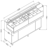Vitrines snack saladette avec réserve vitres basses groupe à distance - 2500x892x1182 mm - VB25XGR/R - VB25XGR/R Vitrines snack saladette avec réserve vitres basses groupe à distance - 2500x892x1182 mm - VB25XGR/R - VB25XGR/R