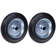 Roue 250mm 10" en caoutchouc noir avec alésage central en acier pressé 25mm 210kg - Jeu de Roue 250mm 10" en caoutchouc noir avec alésage central en acier pressé 25mm 210kg - Jeu de