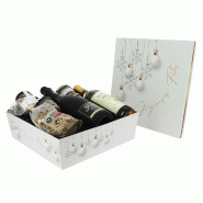 Boite carton carrée empilable Noel Blanc 33x33 - Boite carton carrée empilable Noel Blanc 33x33 -