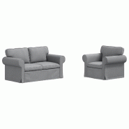 Canapé 2 pcs Gris clair 155 x 82 x 80 cm tissu Modèle Apex Épuré - Matériau naturel 8721364373730