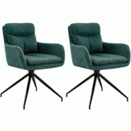 CLP Lot de 2 chaises de salle à manger Somers tissu Vert - vert textile 326643 CLP Lot de 2 chaises de salle à manger Somers tissu Vert - vert textile 326643