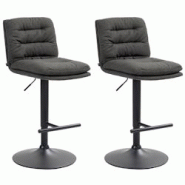 CLP Lot de 2 tabourets de bar Damar tissu Gris foncé/Noir - gris textile 325702 CLP Lot de 2 tabourets de bar Damar tissu Gris foncé/Noir - gris textile 325702