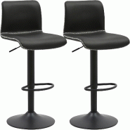 CLP Lot de 2 tabourets de bar Henchy similicuir Similicuir HBT: 85x41x47 cm Noir - noir polyester 327376
