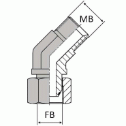 Coude 45° mâle BSP x femelle tournant BSP - 1/8' , 8.56 , 1/8' , 9.72