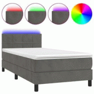 Décoshop26 - Cadre de lit LED avec sommier, tête de lit réglable et matelas 80x200cm en tissu velours gris foncé - TDL0208269 Décoshop26 - Cadre de lit LED avec sommier, tête de lit réglable et matelas 80x200cm en tissu velours gris foncé - TDL0208269