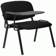 Décoshop26 - Chaise de bureau avec table rabattable assise et dossier rembourrés en tissu noir et métal noir mat BUR10708 - noir métal 3000250449908