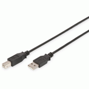 DIGITUS Câble de connexion USB-A - USB-B, 1,8m, 1,8 m, noir - noir AK-300105-018-S