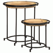 Ensemble de table d'appoint 2 pcs bois massif de manguier Modèle Terrasse Phi Prime Plus - 4013513