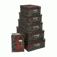 Feeric Christmas Lot de 6 Boîtes de rangement avec poignées et coins en métal motif Casse Noisette - vert 3560237557304 Feeric Christmas Lot de 6 Boîtes de rangement avec poignées et coins en métal motif Casse Noisette - vert 3560237557304