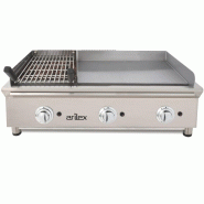 Fry-Top à gaz DUO plaque lisse en ACIER rectifié et GRILL pierre de lave - L1000 | Arilex - 100FRYGRBN_0
