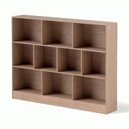 Helloshop26 - Bibliothèque 10 cases 140 x 24 x 104 cm rangement ouvert ergonomique design moderne en bois naturel 20_0010714 - 3000226320729