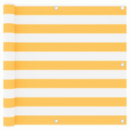 Helloshop26 - Écran de balcon brise pare vue protection confidentialité 90 x 400 cm tissu oxford blanc et jaune  02_0010083 - 3000542347769
