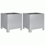 Helloshop26 - Jardinière bac lit surélevé plantes fleurs jardin terrasses lot de 2 30 x 30 x 30 cm acier galvanisé Argent 02_0038919 - 3000217948864 Helloshop26 - Jardinière bac lit surélevé plantes fleurs jardin terrasses lot de 2 30 x 30 x 30 cm acier galvanisé Argent 02_0038919 - 3000217948864