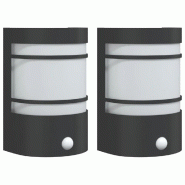 Helloshop26 - Lot de 2 appliques murales d'extérieur avec capteur de mouvement 14 x 11 x 20,5 cm en acier inoxydable noir 02_0056612 - noir inox 3000