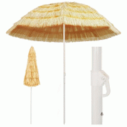 Helloshop26 - Parasol de plage inclinable 240 x 210 x 215 cm protection UV style hawaïen en PP naturel 02_0045904 - acier 3000233950834