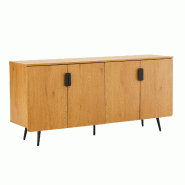 Oviala Business Buffet moderne 4 portes 160 cm bois clair - beige Bois massif 113881