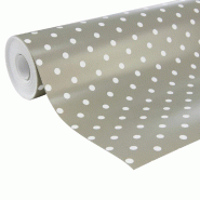 Papier cadeau taupe pois blancs en 0,70x50 m