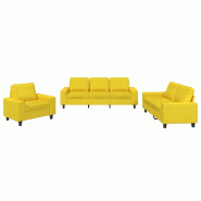 VidaXL Ensemble de canapés 3 pcs jaune clair tissu Modèle Zenith Essence - 3201871