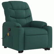 VidaXL Fauteuil inclinable de massage Vert foncé Tissu Modèle Permelia - 3206660