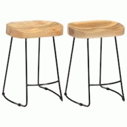 VidaXL Tabourets De Bar Gavin Lot De 2 Bois De Manguier Solide - 247836 VidaXL Tabourets De Bar Gavin Lot De 2 Bois De Manguier Solide - 247836
