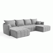 Vivabita Canapé panoramique convertible coffre en tissu absorbant Louka - 3665367400220