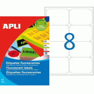 Apli 160 étiquettes orange fluo, format 99,1 x 67,7 mm (20 feuilles A4 / cdt) - orange 8410782028758