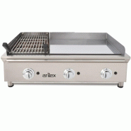 Arilex Plans de cuisson à gaz 65 cm acier 15 mm chrome dur + Barbecue à gaz 35 cm Ligne 600 100FRYGCBN - 100FRYGCBN