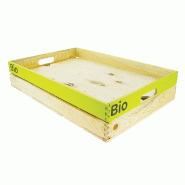 Cagette pin naturel "Bio" avec faux fond pin 60x40x12 - par 5