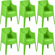 CLP Ensemble de 6 chaises de jardin Bartal Vert - vert plastique 327753