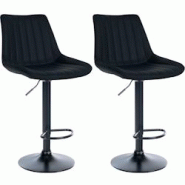 Décoshop26 - Lot de 2 tabourets de bar réglable en hauteur pivotant à 360° assise en PVC noir couture verticale pied métal noir 10_0004423 - noir Décoshop26 - Lot de 2 tabourets de bar réglable en hauteur pivotant à 360° assise en PVC noir couture verticale pied métal noir 10_0004423 - noir
